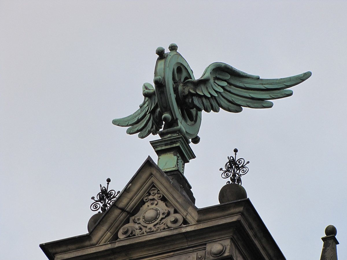 Gdansk train station wheel with wings