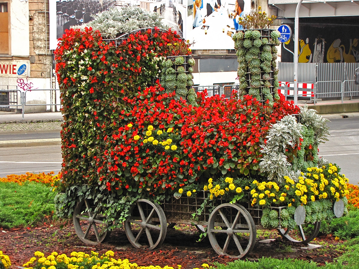 Katowice locomotive flowers