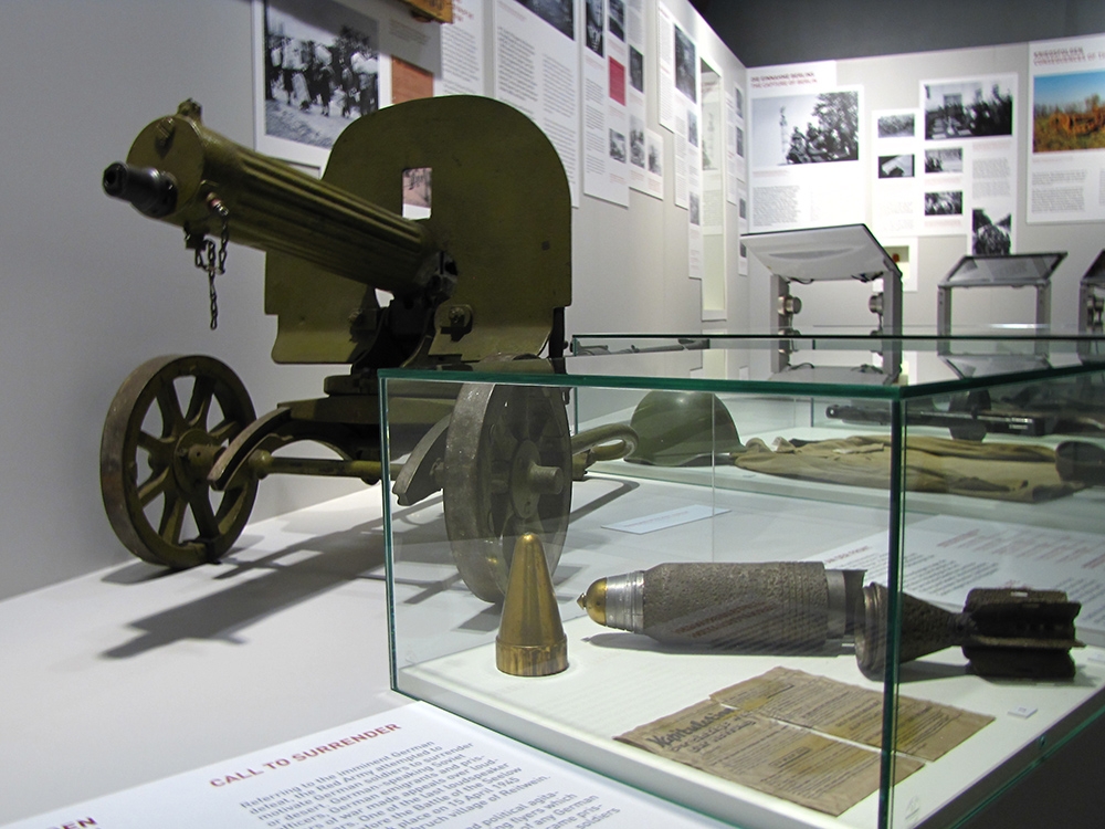 Maxim machine gun and propaganda shell